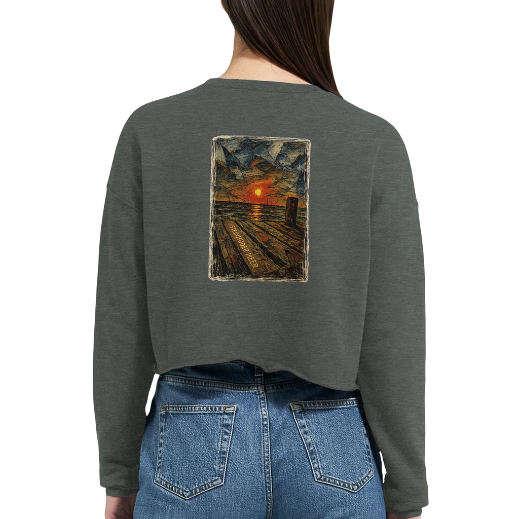 Damen-Pullover in Staubblau mit Motiv „Steinhuder Meer Kunst“