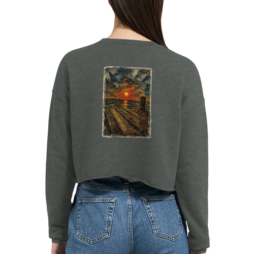 Damen-Pullover in Staubblau mit Motiv „Steinhuder Meer Kunst“