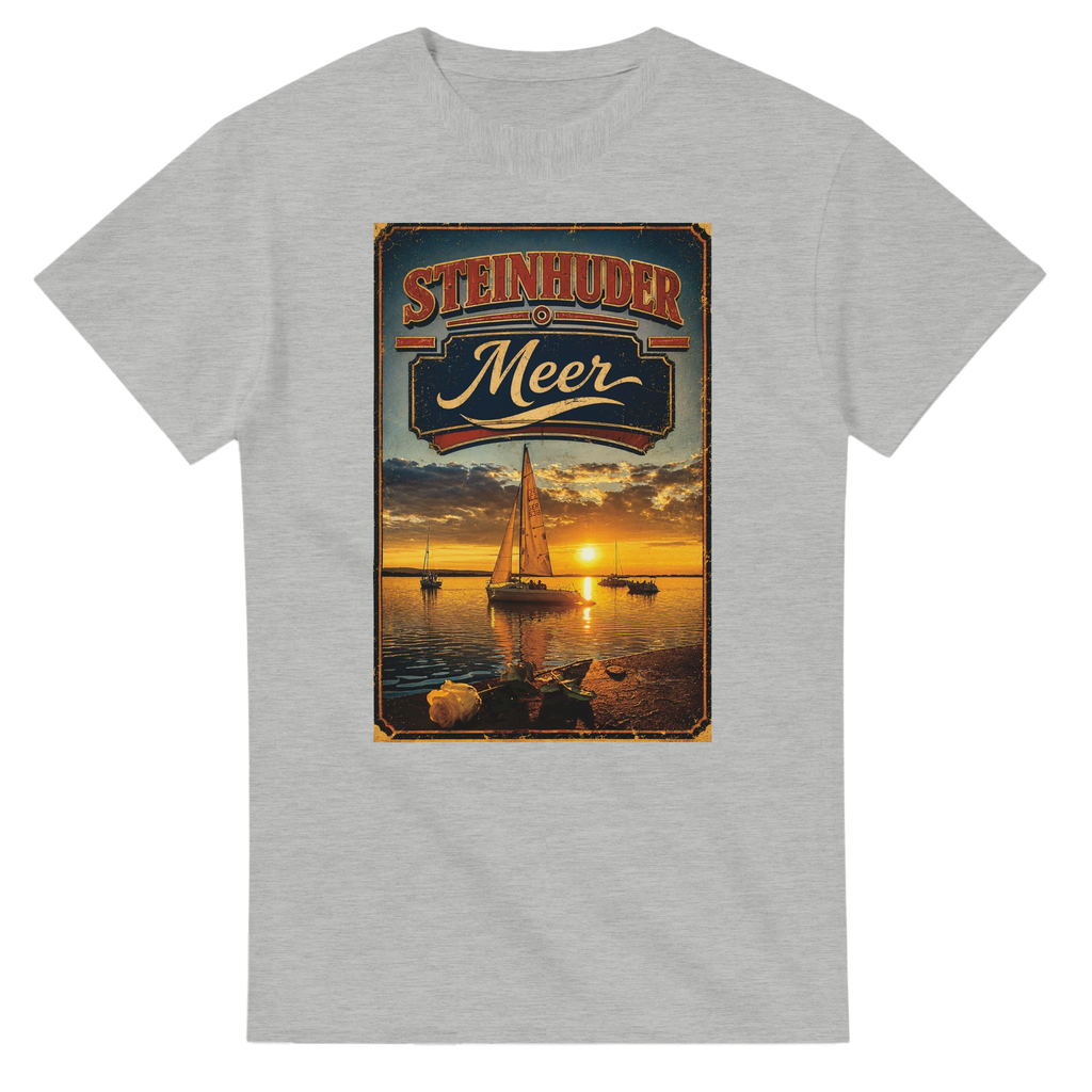 T-Shirt in Natur mit Motiv „White Night am Wilhelmstein mit Sonnenuntergang“