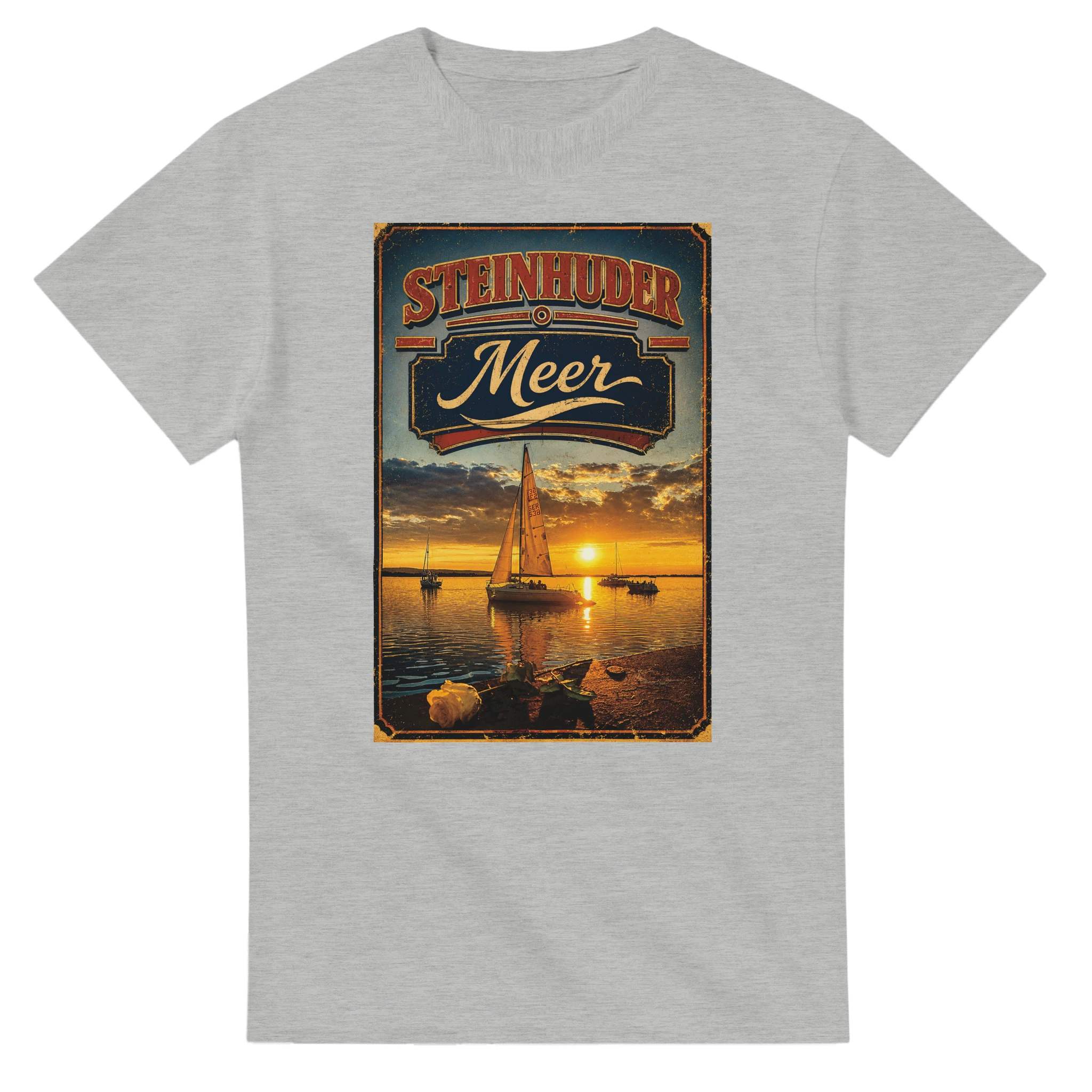 T-Shirt in Natur mit Motiv „White Night am Wilhelmstein mit Sonnenuntergang“