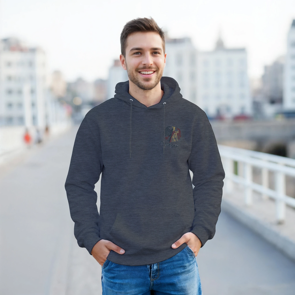 Hoodie in Aschgrau mit Motiv „Stößchen bei Sunset“