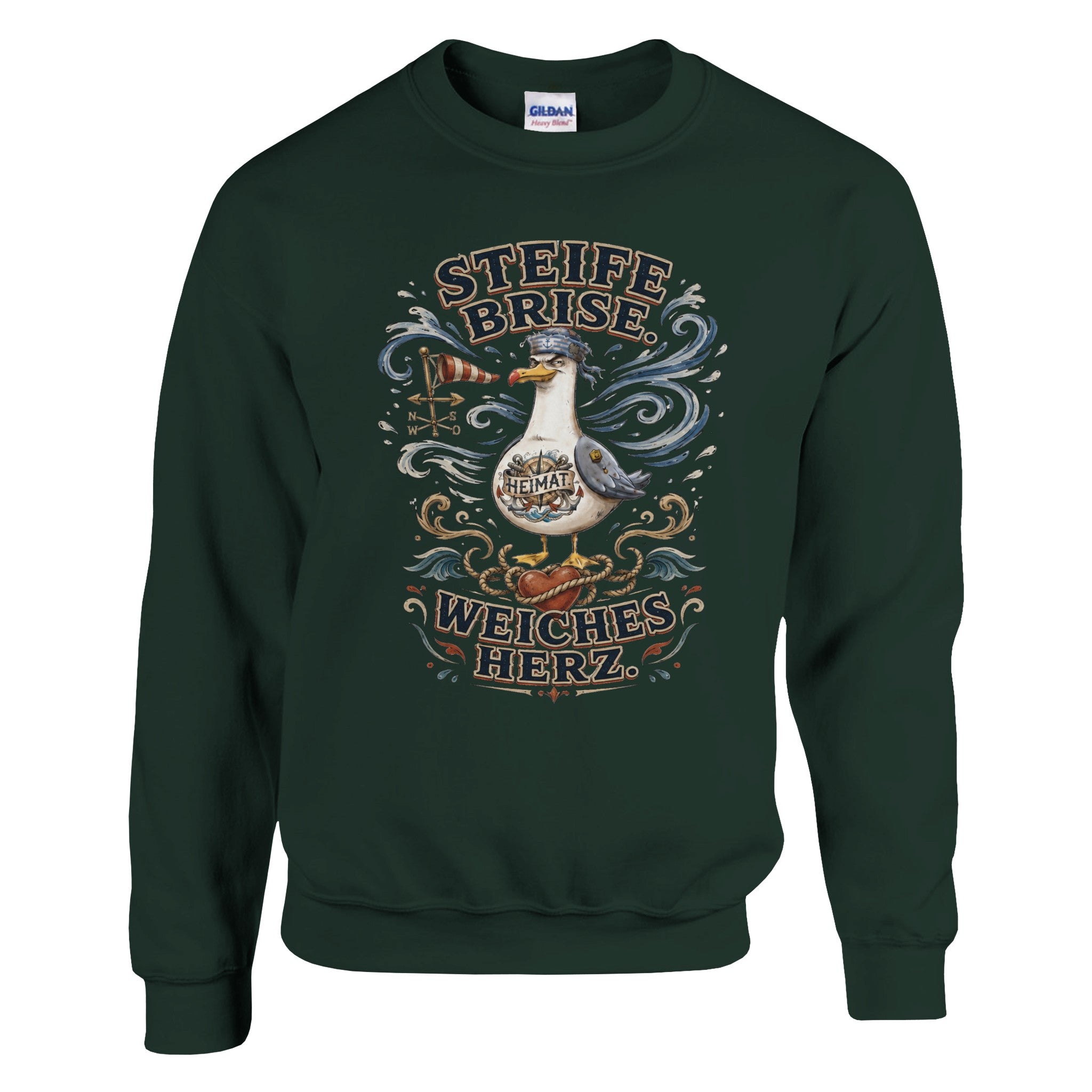 Pullover in Hellrosa mit Motiv „Steife Brise. Weiches Herz.“