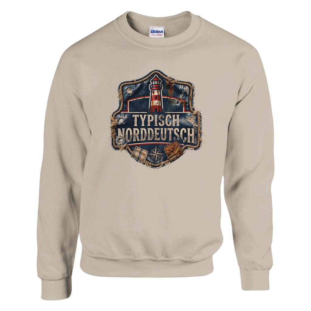 Pullover in Weiß mit Motiv „Typisch Norddeutsch“