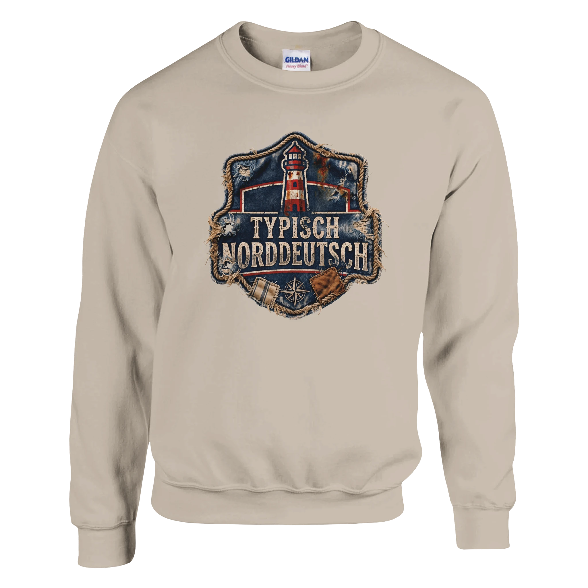 Pullover in Weiß mit Motiv „Typisch Norddeutsch“