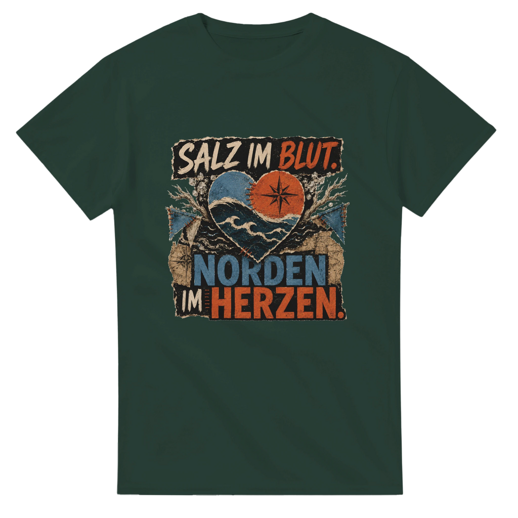 T-Shirt in Weiß mit Motiv „Salz im Blut Norden im Herzen“