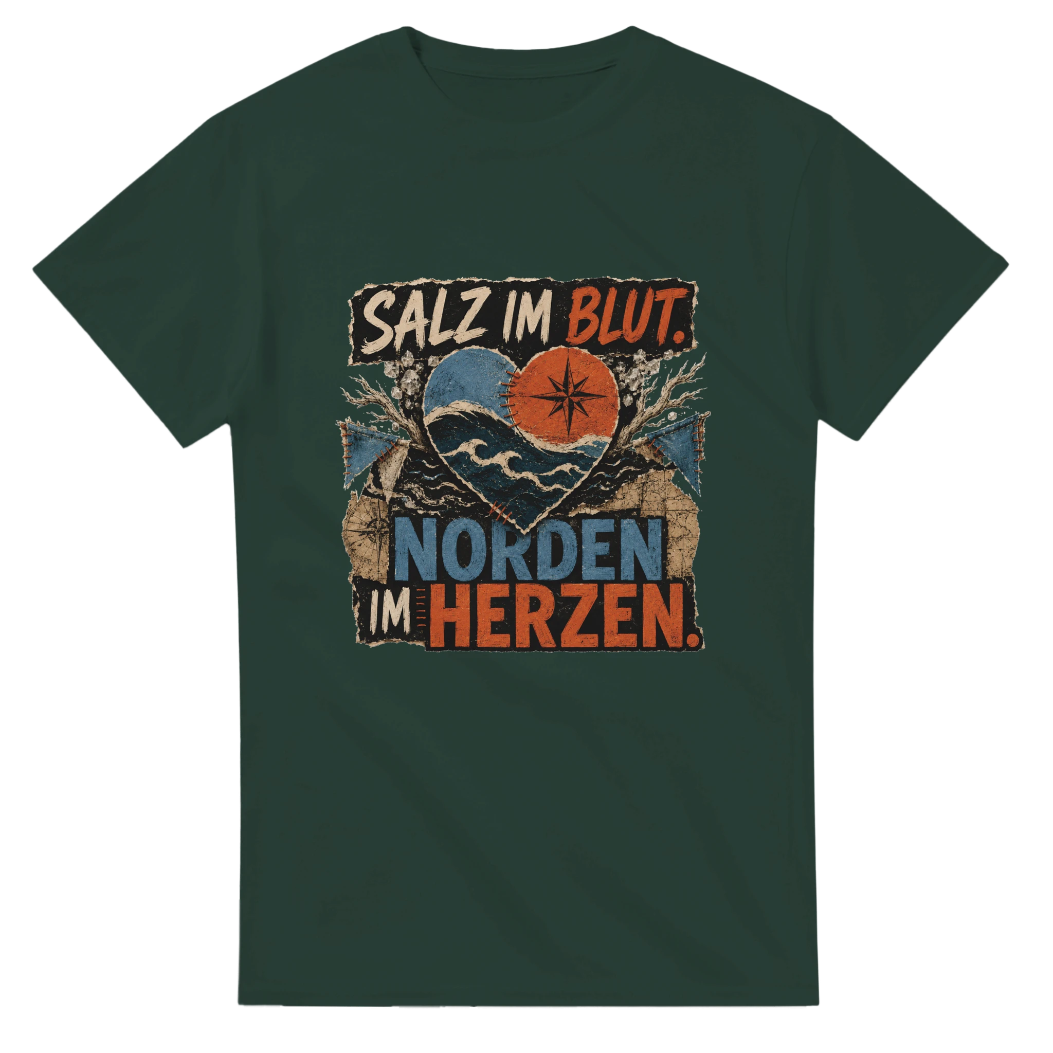 T-Shirt in Weiß mit Motiv „Salz im Blut Norden im Herzen“
