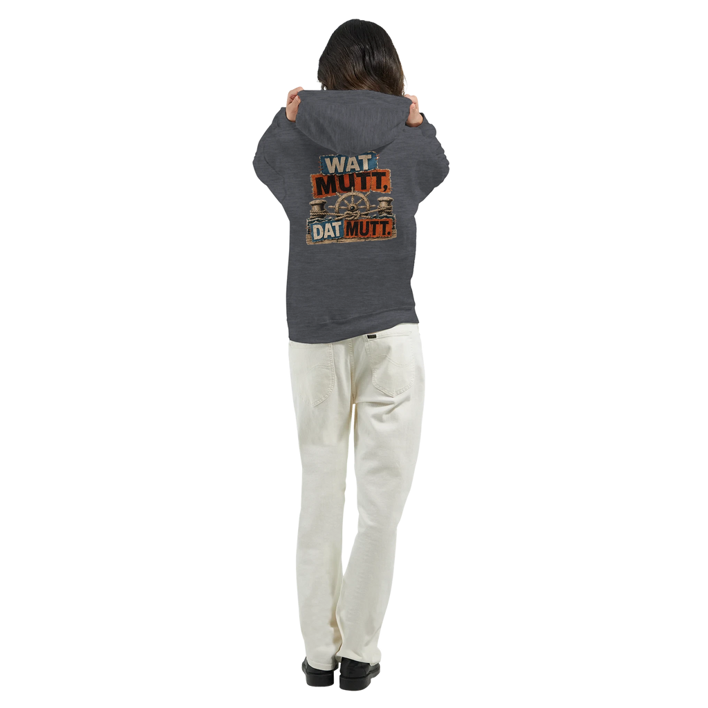 Hoodie in Sand mit Motiv „Wat Mutt, Dat Mutt.“