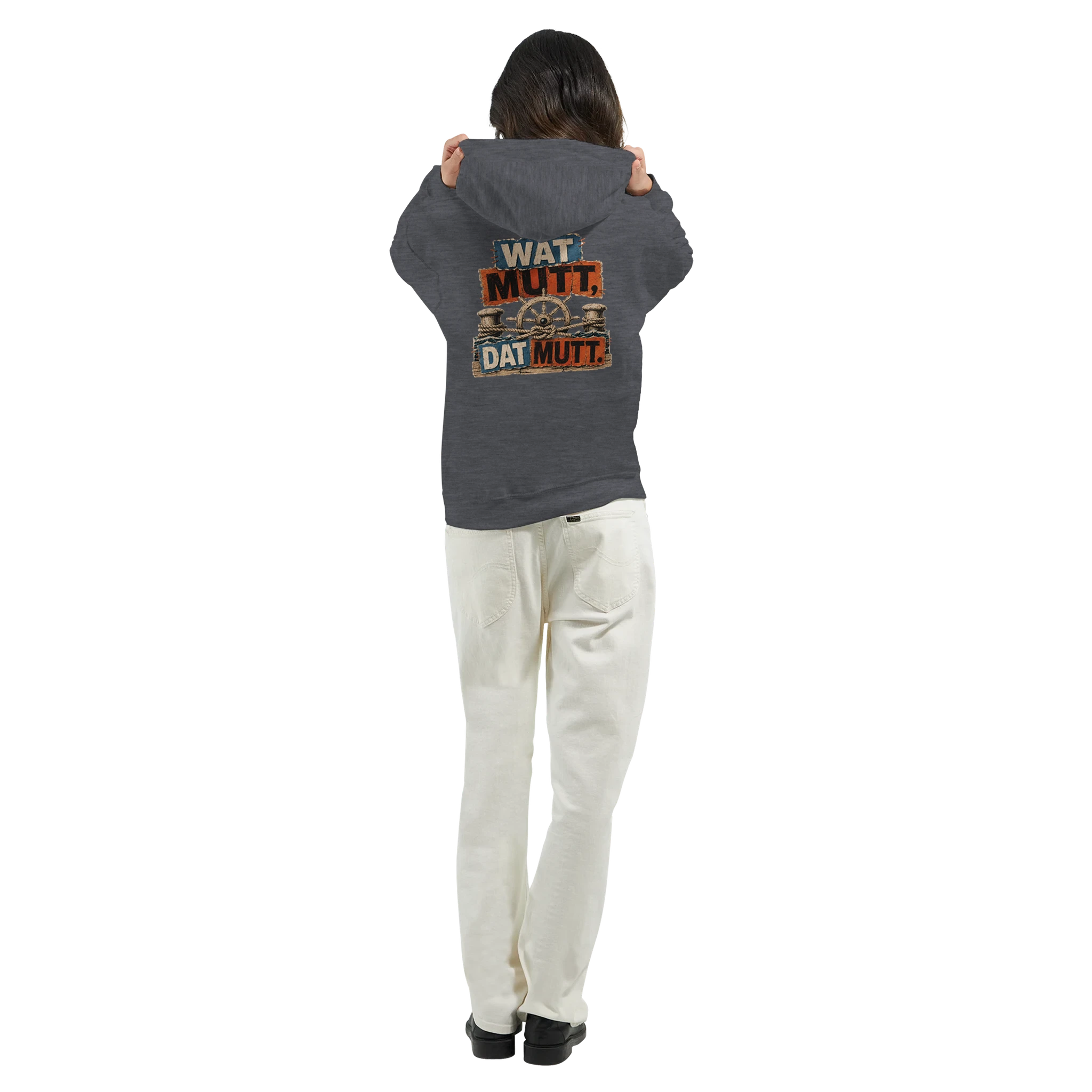 Hoodie in Sand mit Motiv „Wat Mutt, Dat Mutt.“