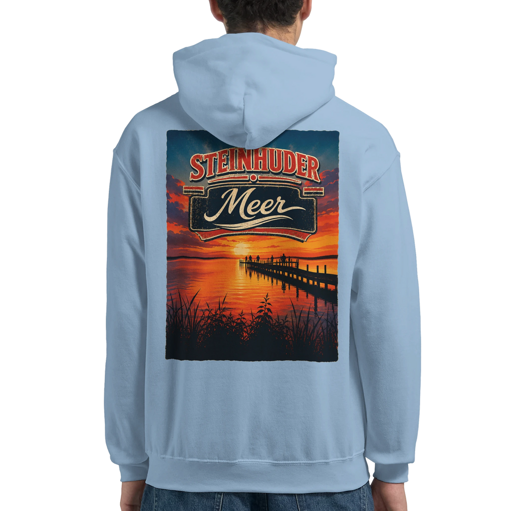 Hoodie in Weiß mit Motiv „Sunset Ratskeller Steg - Steinhuder Meer“