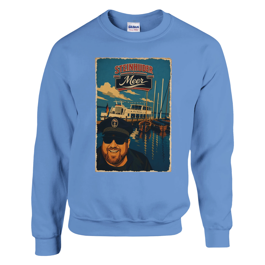 Pullover in Weiß mit Motiv „Kapitän an Bord“