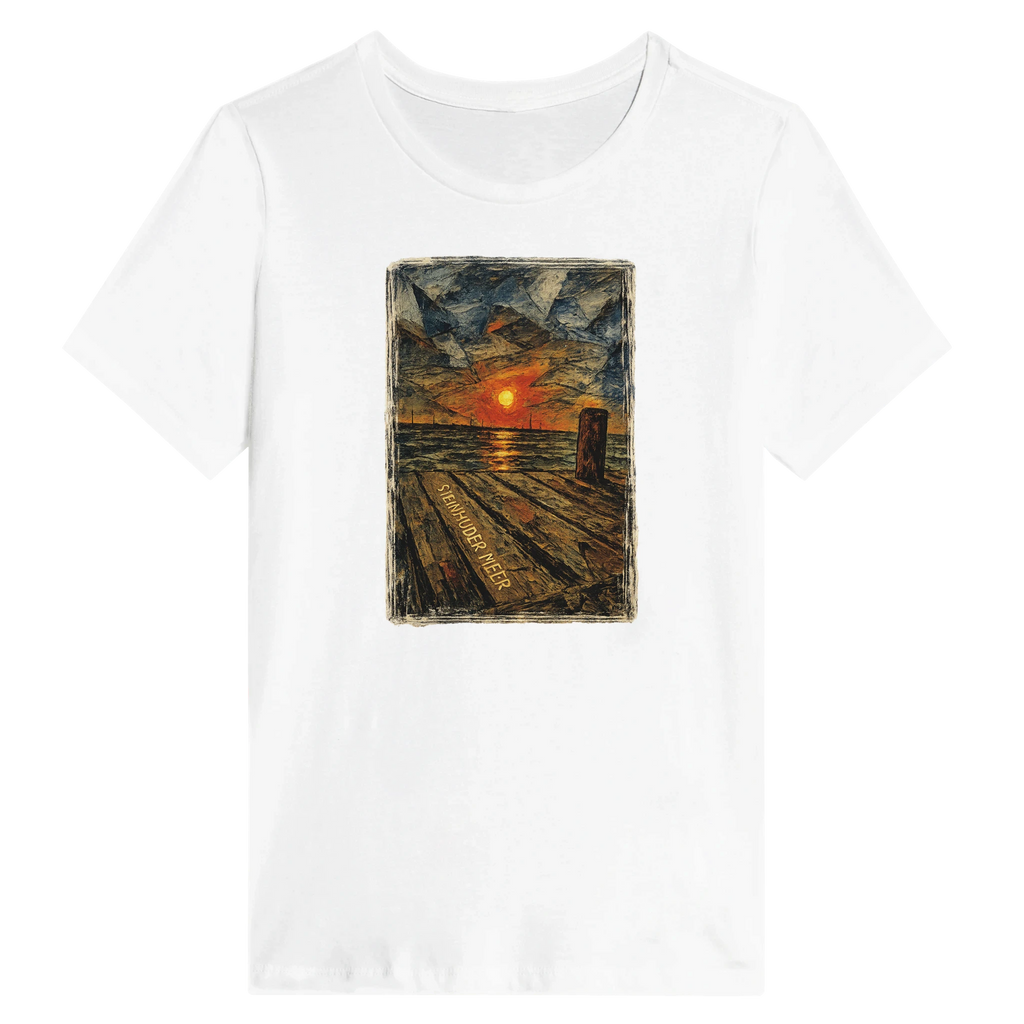 Damen-T-Shirt in Weiß mit Motiv „Steinhuder Meer Kunst“
