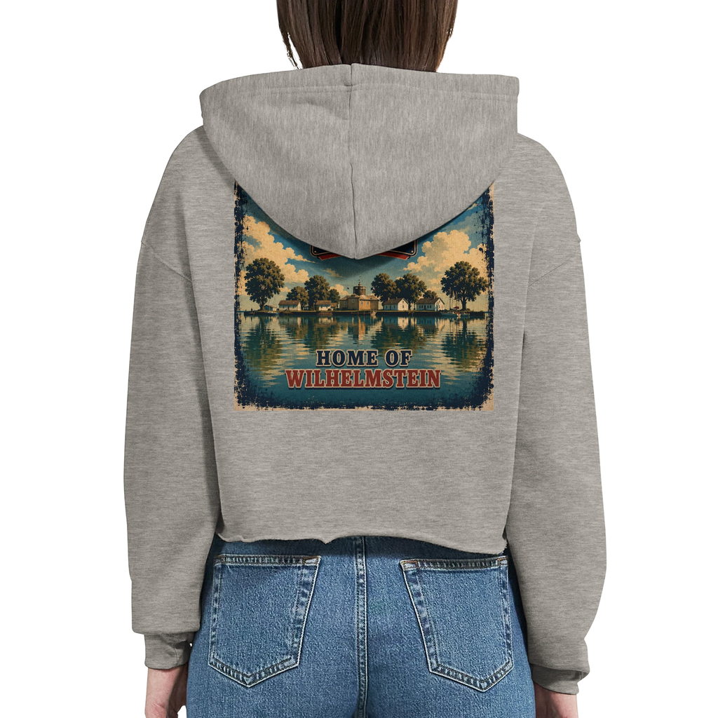 Damen-Hoodie in Pfirsich mit Motiv „Insel Wilhelmstein“