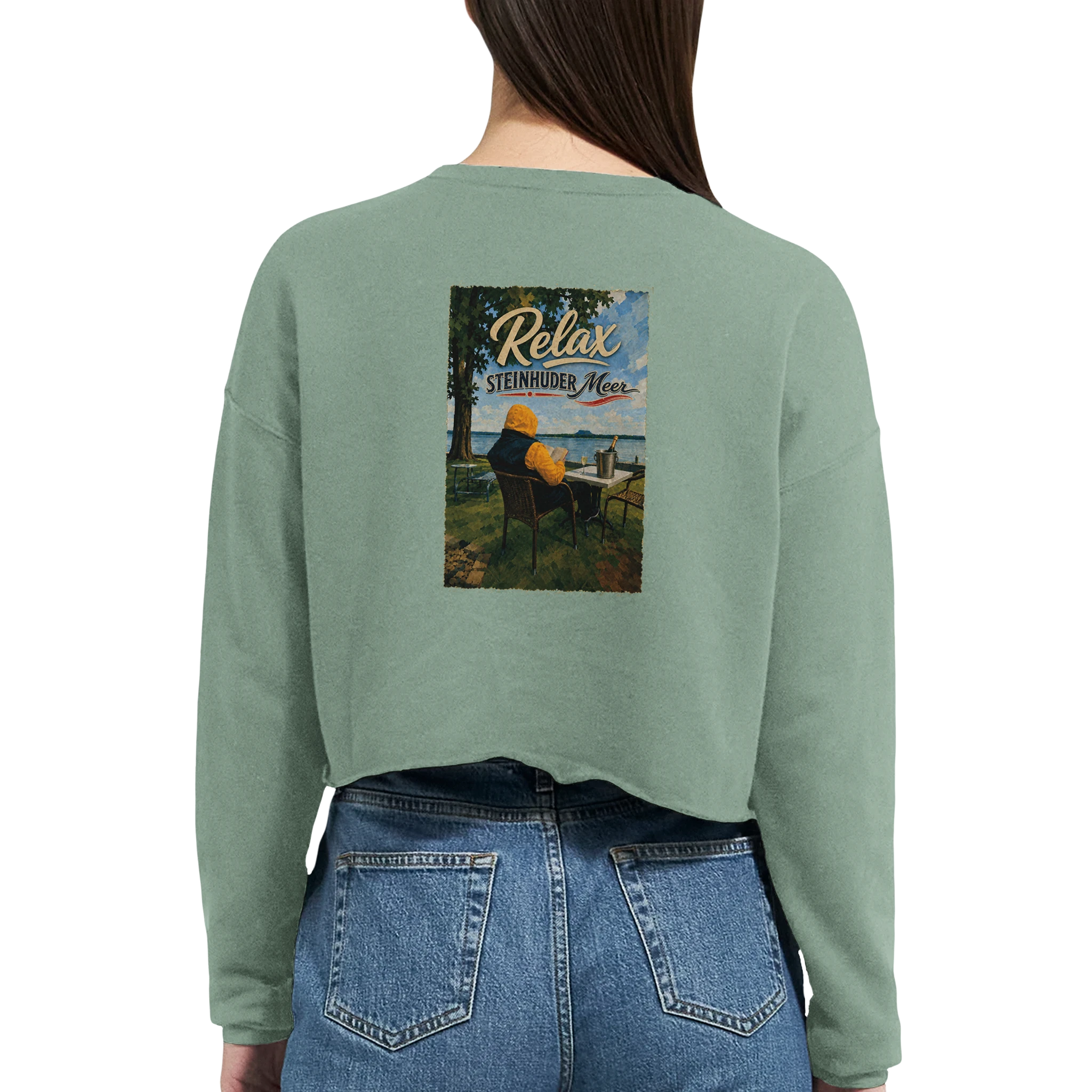 Damen-Pullover in Mauve mit Motiv „Relax und Champagner“