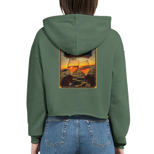 Damen-Hoodie in Weiß mit Motiv „Stößchen bei Sunset“