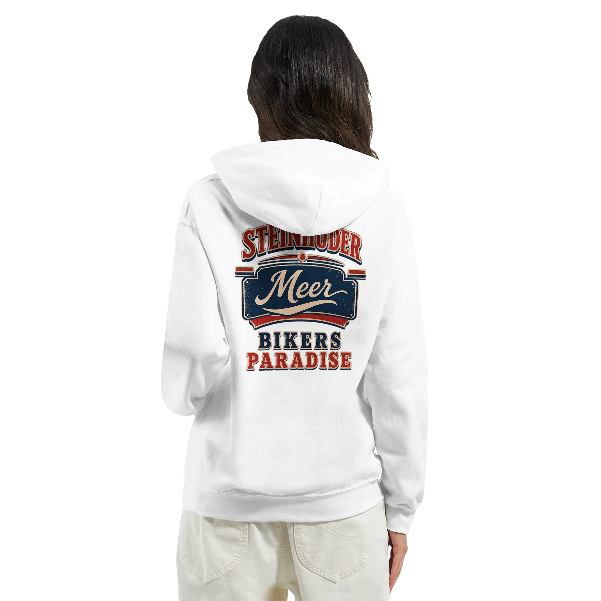 Hoodie in Sand mit Motiv „Bikers Paradise“