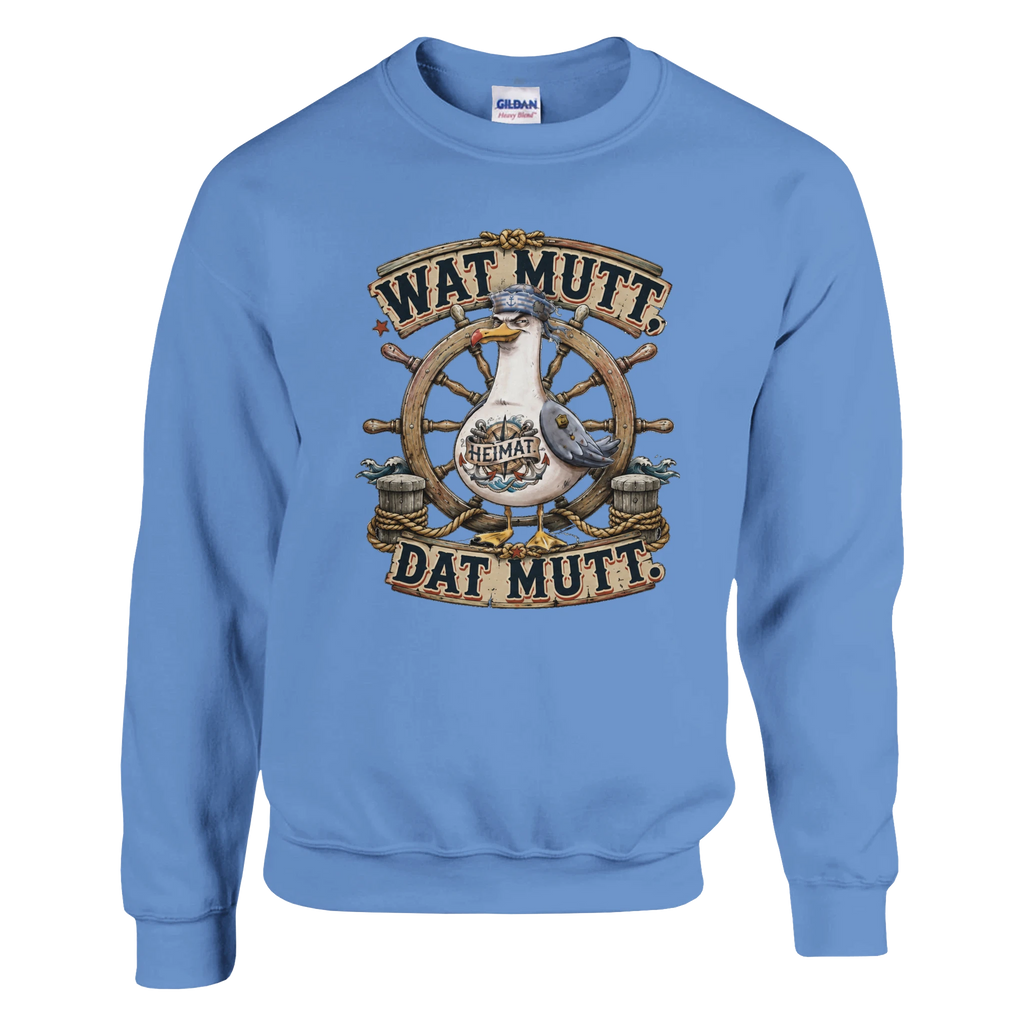 Pullover in Weiß mit Motiv „Wat Mutt, Dat Mutt. Möwe“