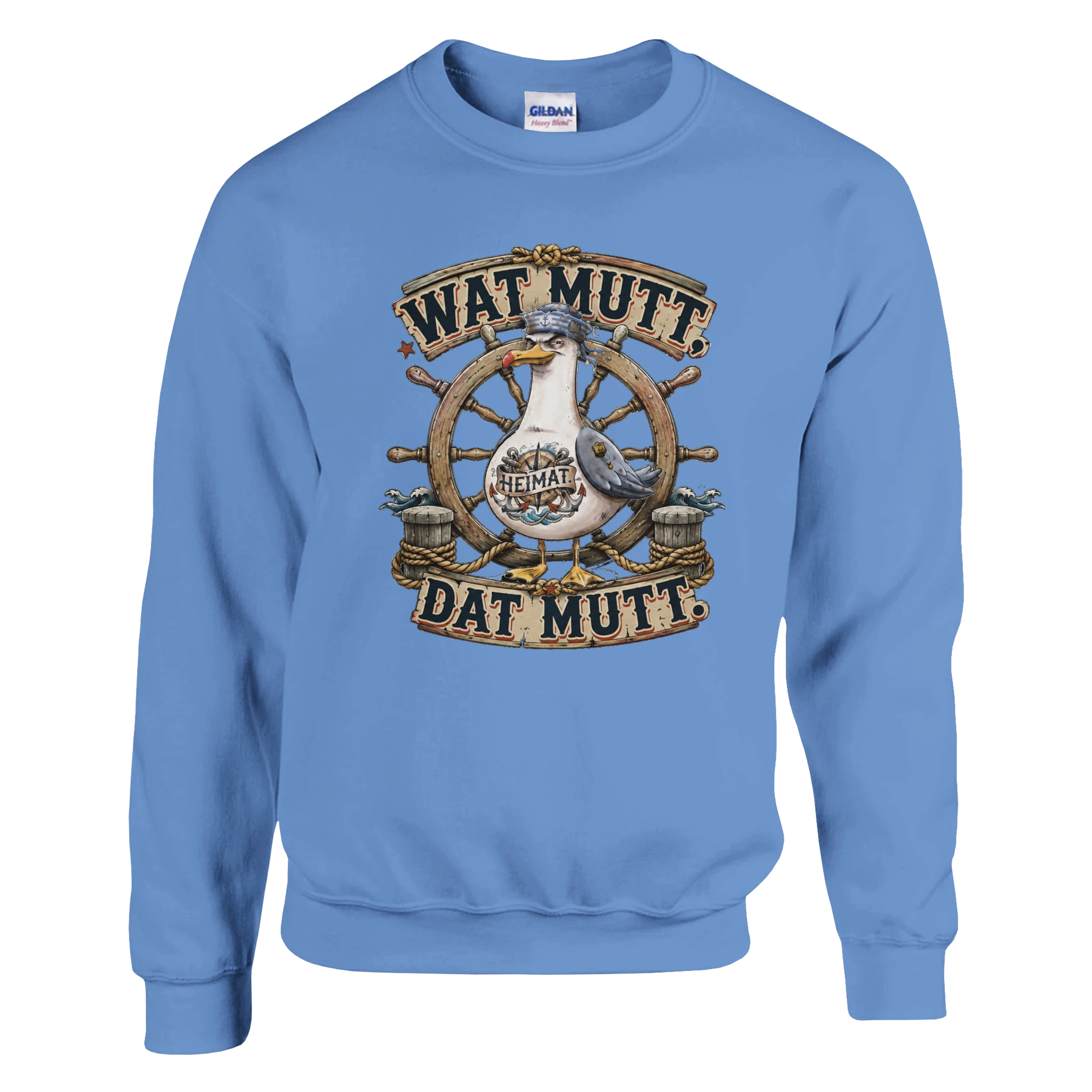Pullover in Weiß mit Motiv „Wat Mutt, Dat Mutt. Möwe“