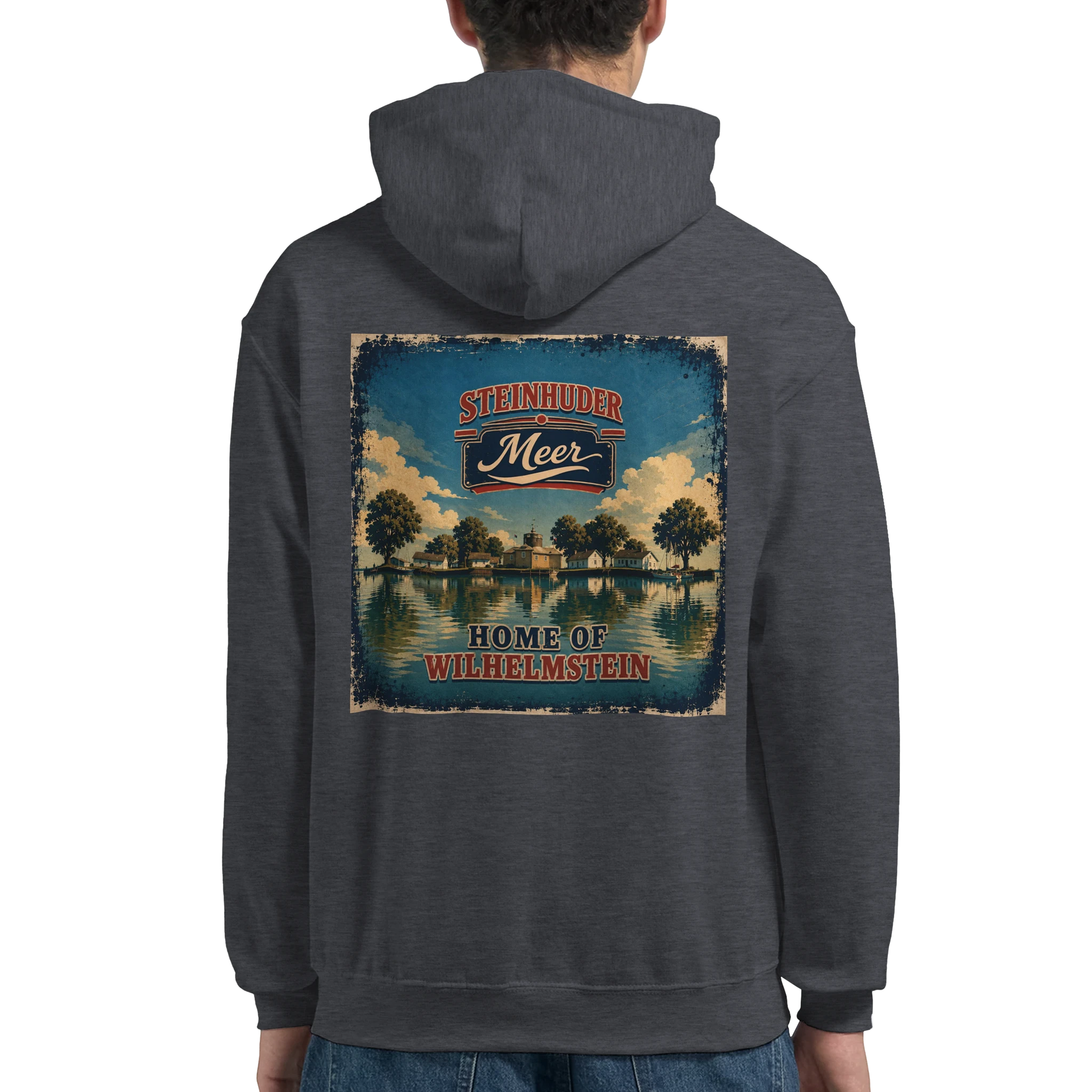 Hoodie in Weiß mit Motiv „Insel Wilhelmstein“