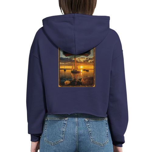 Damen-Hoodie in Weiß mit Motiv „White Night am Wilhelmstein mit Sonnenuntergang“