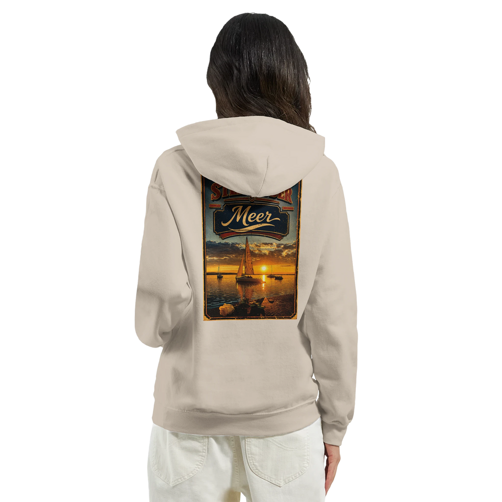 Hoodie in Aschgrau mit Motiv „White Night am Wilhelmstein im Sonnenuntergang“