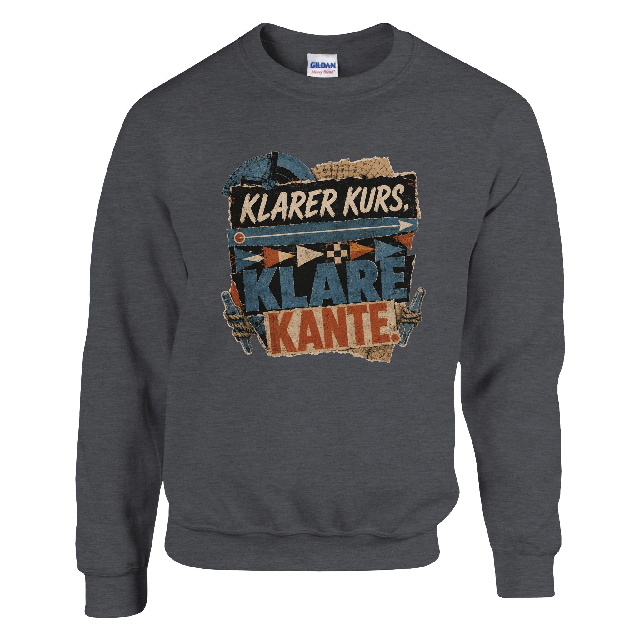 Pullover in Hellrosa mit Motiv „Klarer Kurs. Klare Kante.“