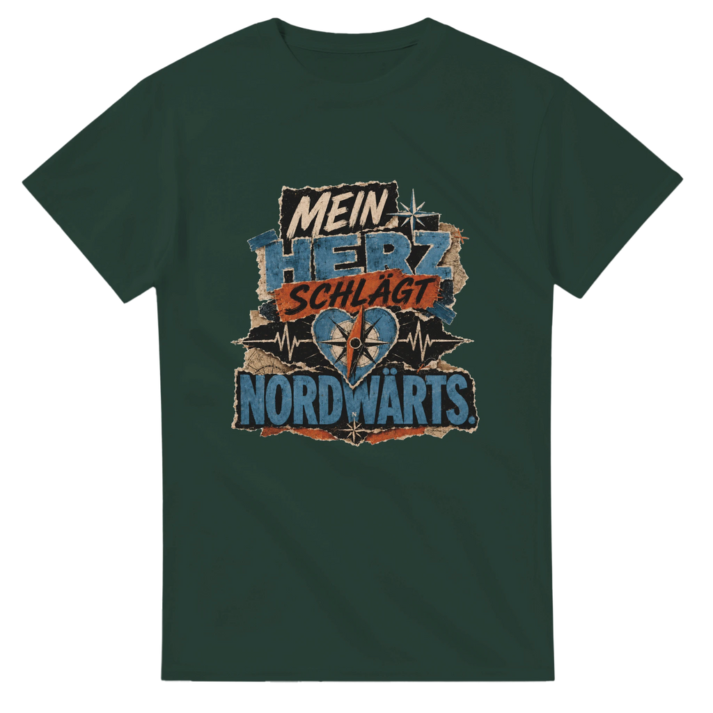 T-Shirt in Weiß mit Motiv „Mein Herz schlägt NORDWÄRTS.“