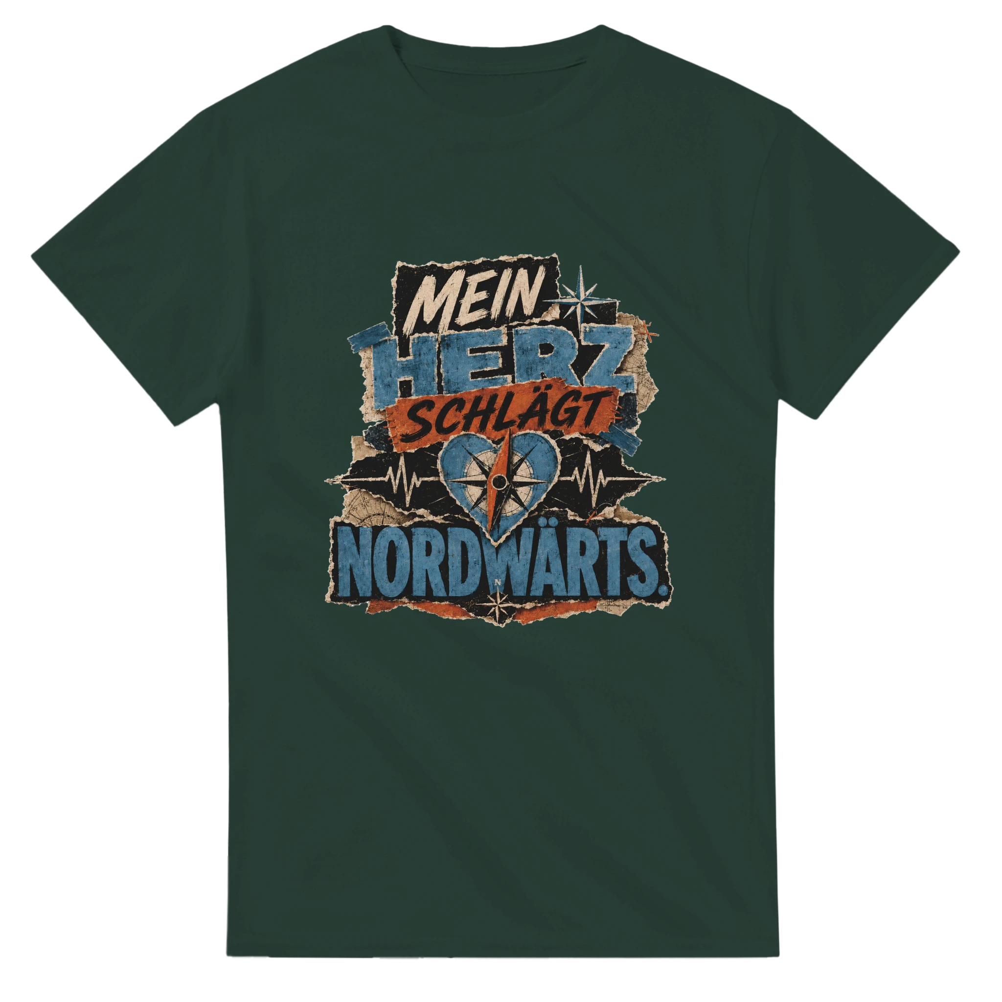 T-Shirt in Weiß mit Motiv „Mein Herz schlägt NORDWÄRTS.“
