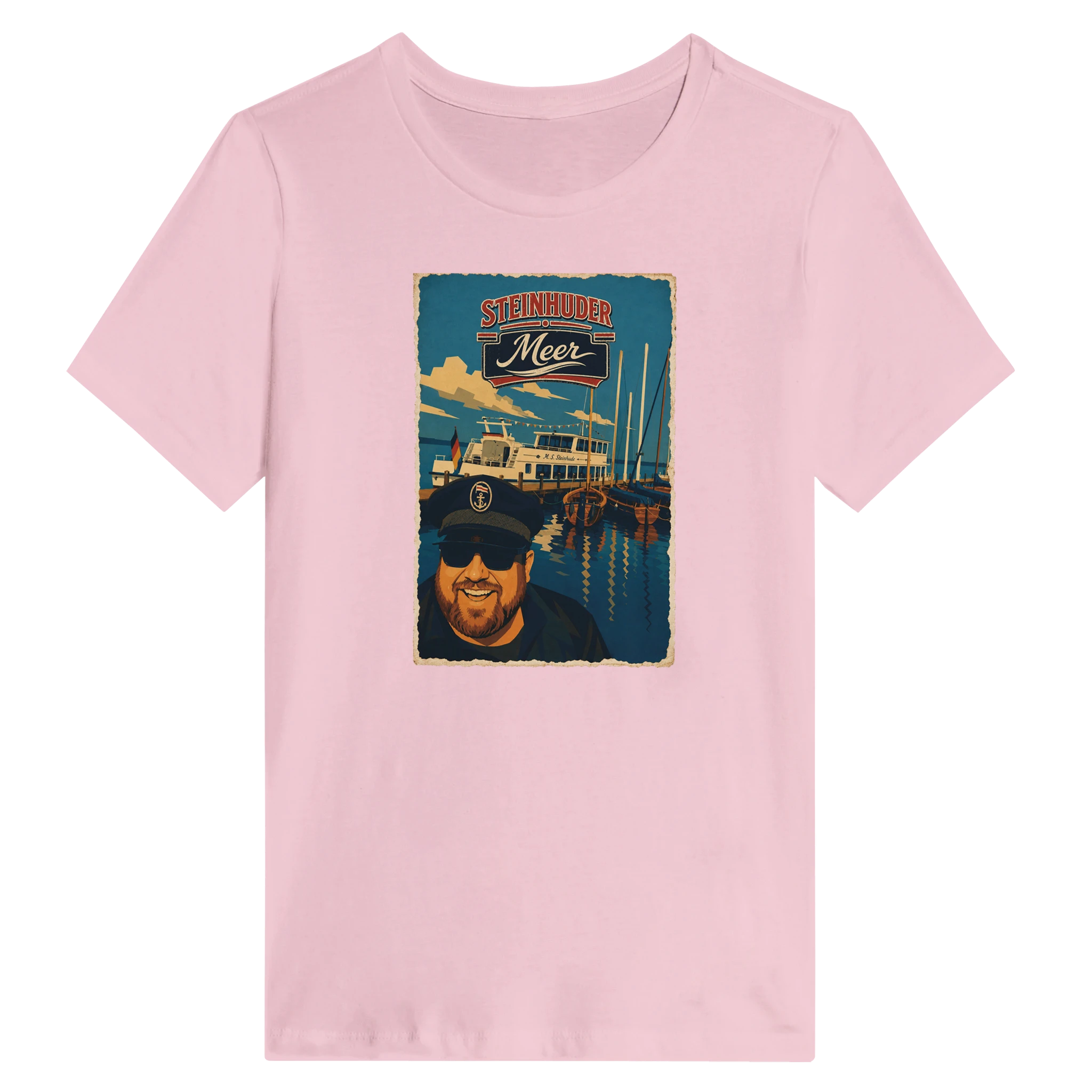 Damen-T-Shirt in Weiß mit Motiv „Kapitän an Bord“
