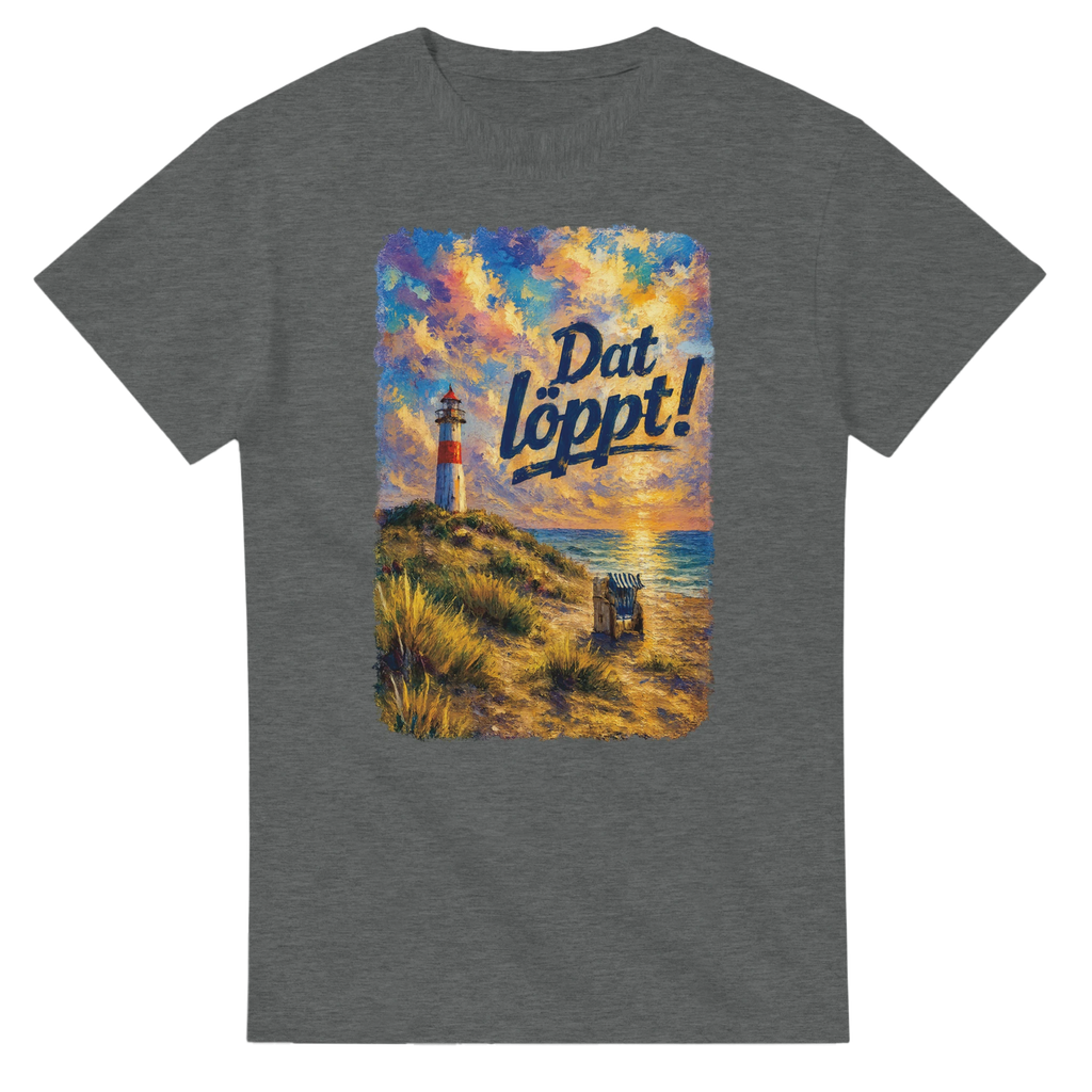 T-Shirt in Weiß mit Motiv „Dat löppt! Typisch Norddeutsch“