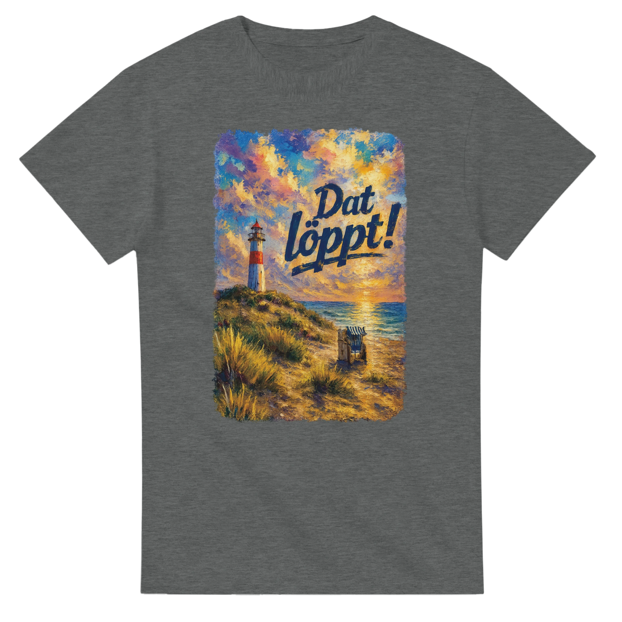 T-Shirt in Weiß mit Motiv „Dat löppt! Typisch Norddeutsch“