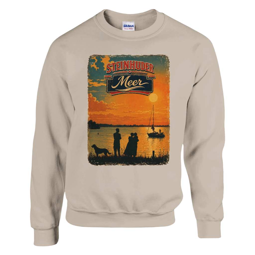 Pullover in Weiß mit Motiv „Familie beim Sunset“