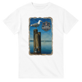T-Shirt in Weiß mit Motiv „Möwe auf Poller“