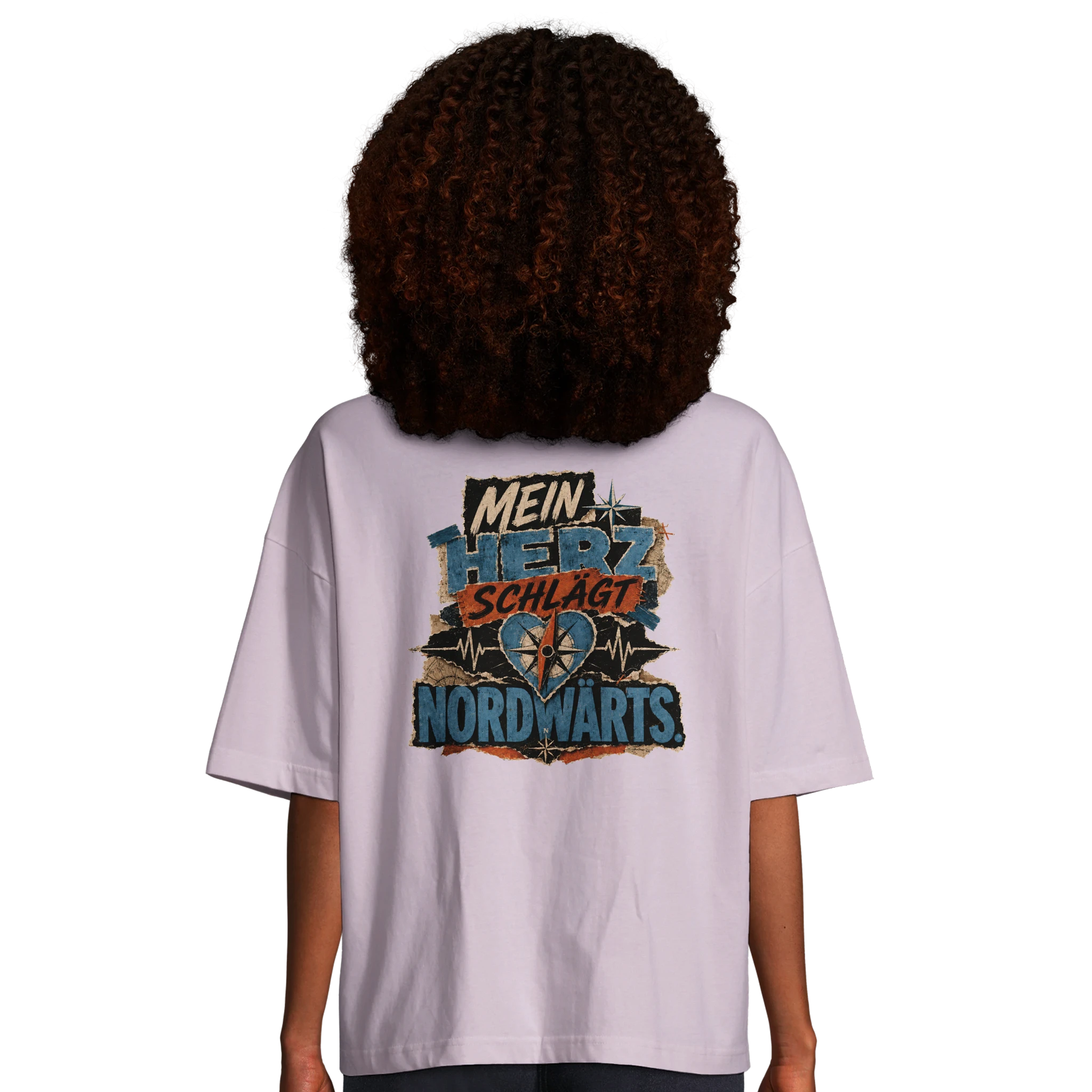 Damen-T-Shirt in Hellgelb mit Motiv „Mein Herz schlägt NORDWÄRTS.“