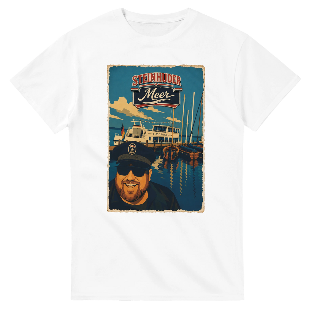 T-Shirt in Natur mit Motiv „Kapitän an Bord“