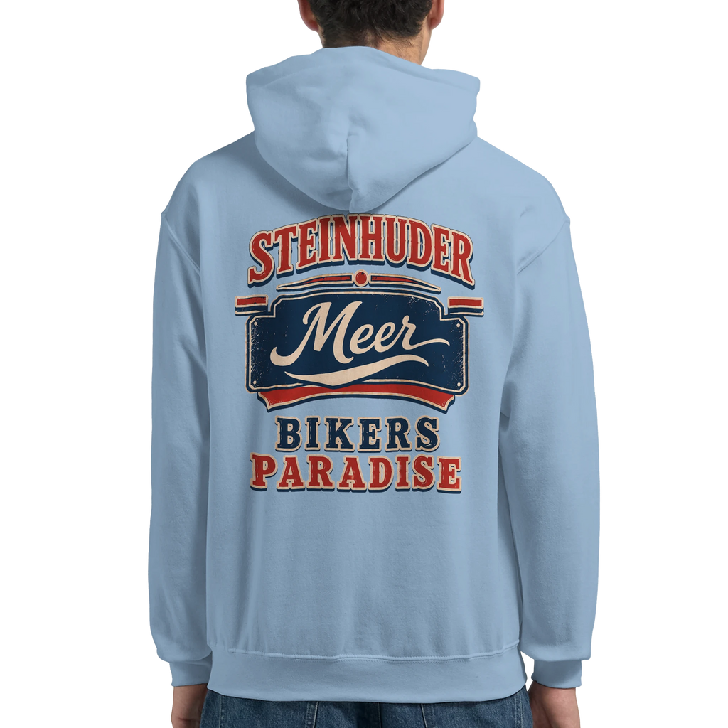 Hoodie in Aschgrau mit Motiv „Bikers Paradise“