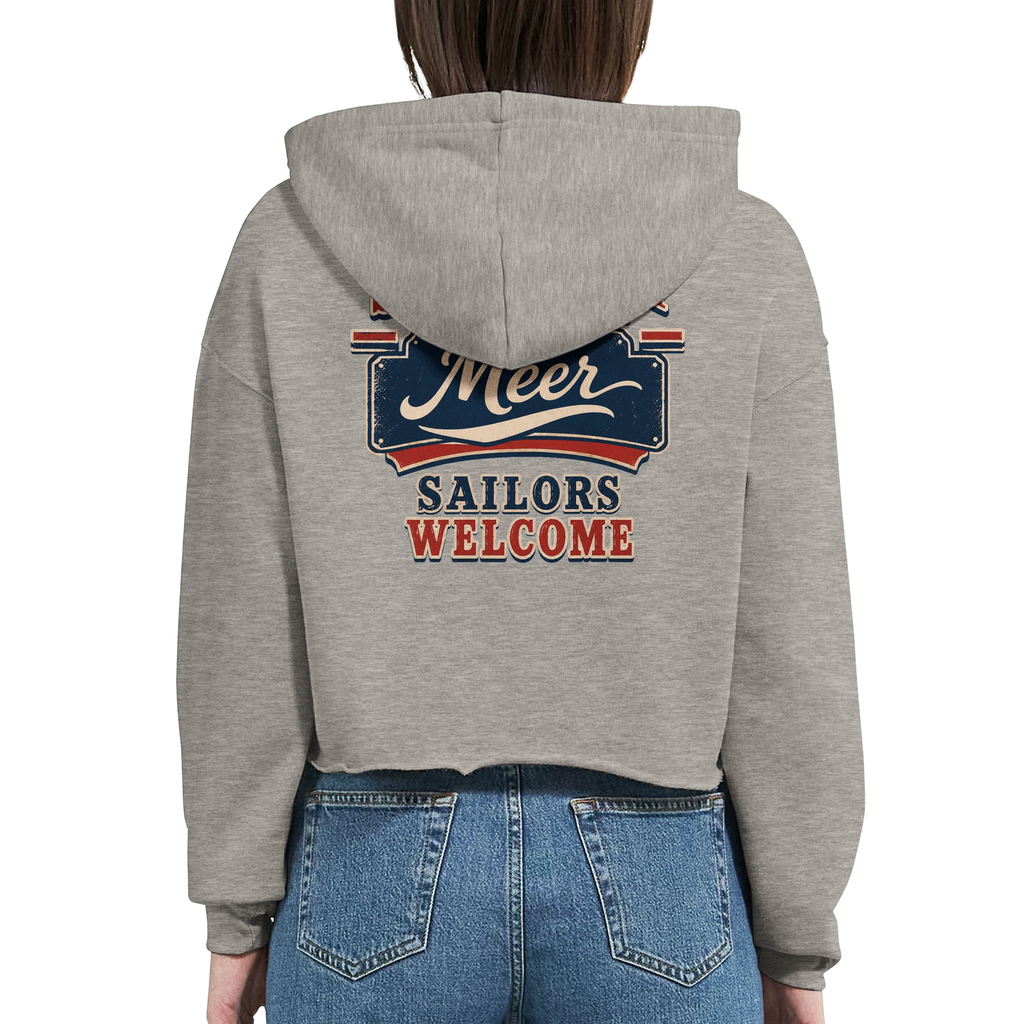 Damen-Hoodie in Weiß mit Motiv „Sailors Welcome“