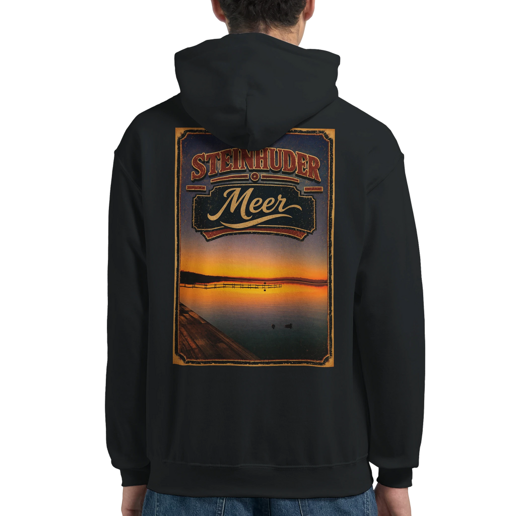 Hoodie in Aschgrau mit Motiv „Steg an der Planke“