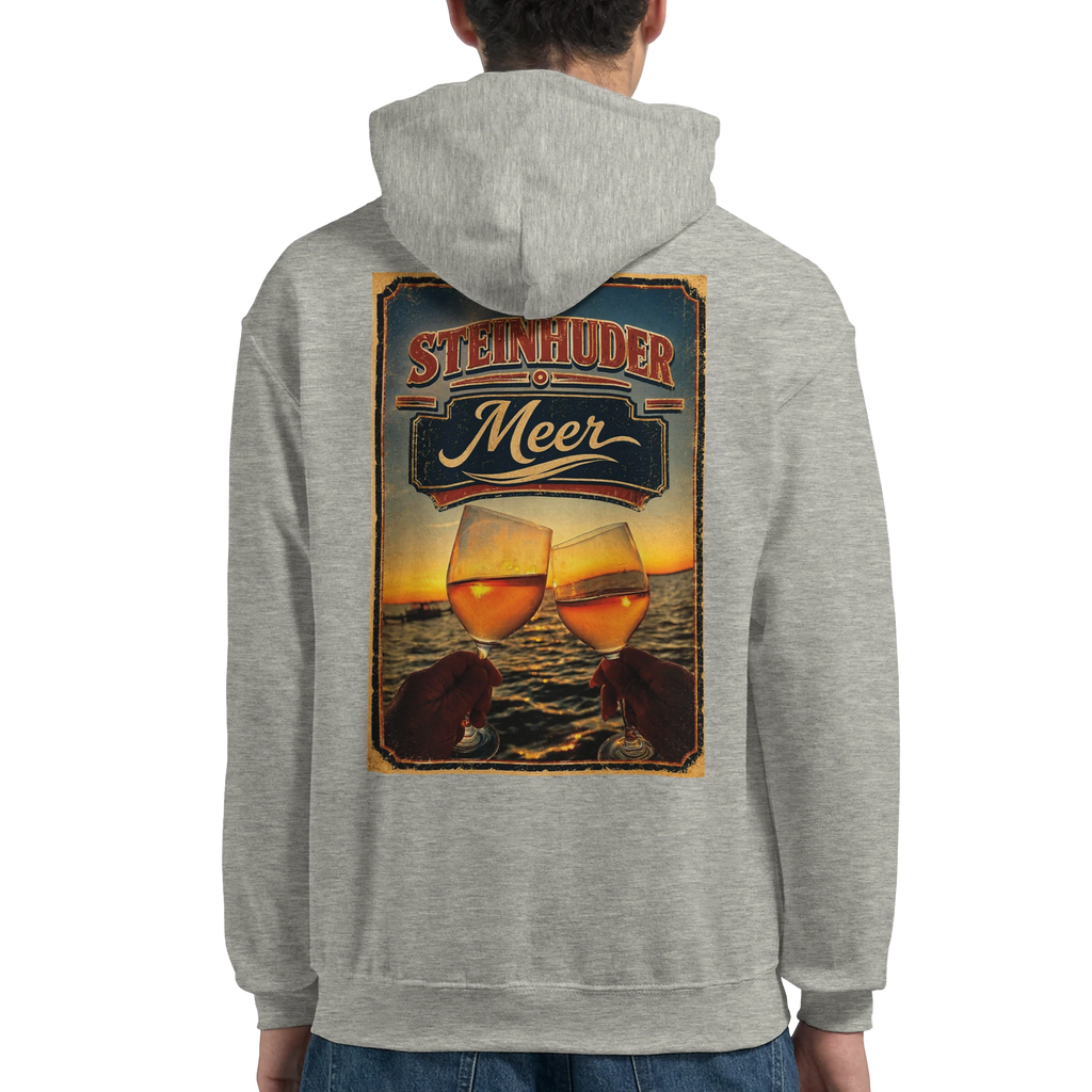 Hoodie in Aschgrau mit Motiv „Stößchen bei Sunset“