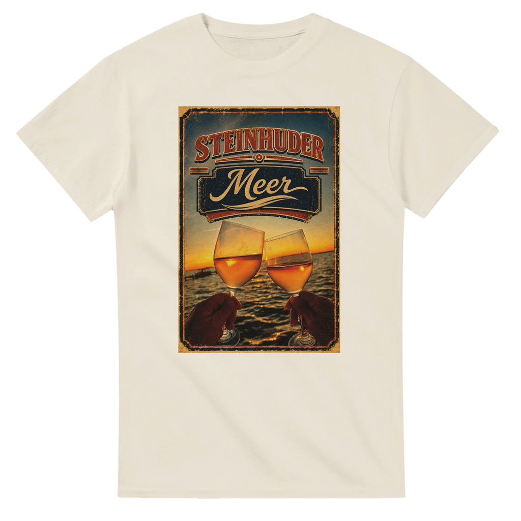 T-Shirt in Weiß mit Motiv „Stößchen bei Sunset“