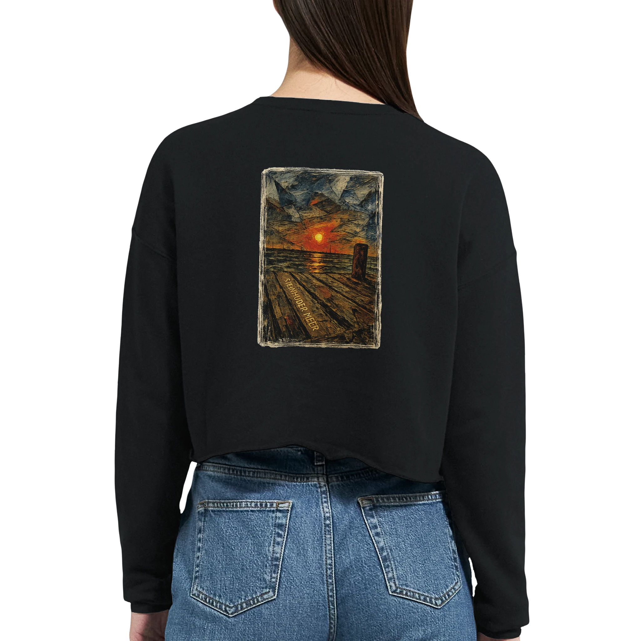 Damen-Pullover in Mauve mit Motiv „Steinhuder Meer Kunst“