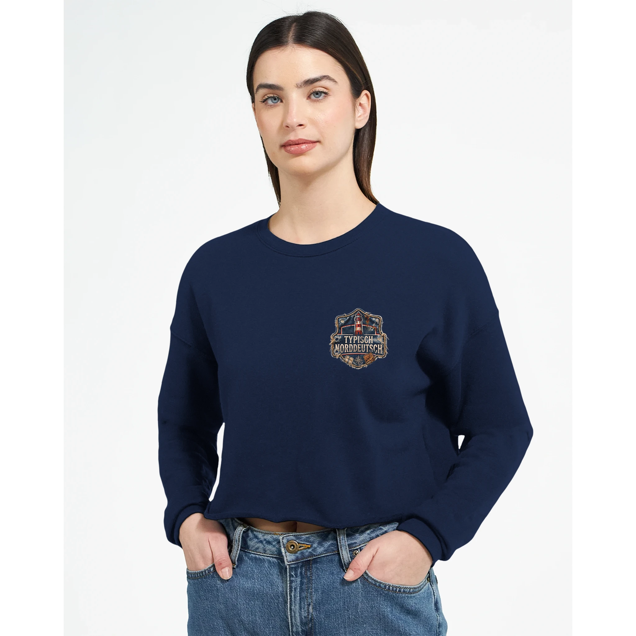 Damen-Pullover in Mauve mit Motiv „Zuhause ist, wo Moin genügt. Möwe“