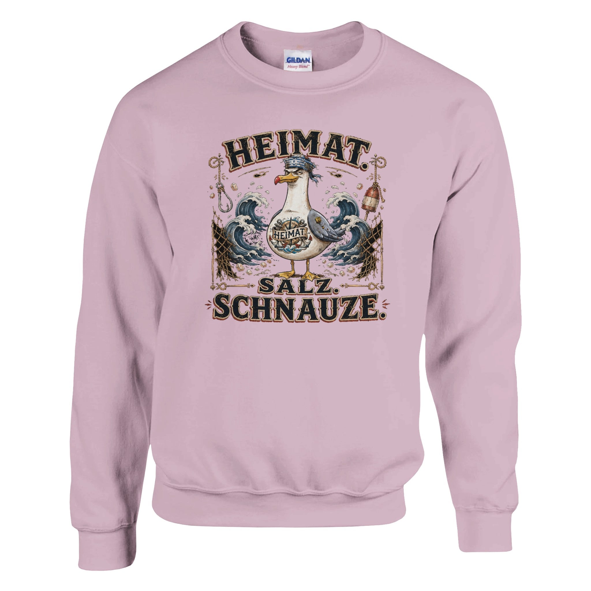 Pullover in Weiß mit Motiv „Heimat Salz Schnauze“