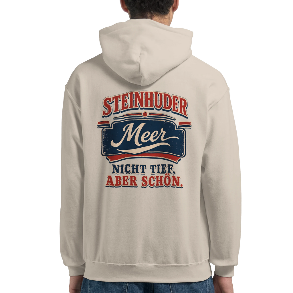 Hoodie in Aschgrau mit Motiv „Nicht tief, aber schön – HeimatLiebe“