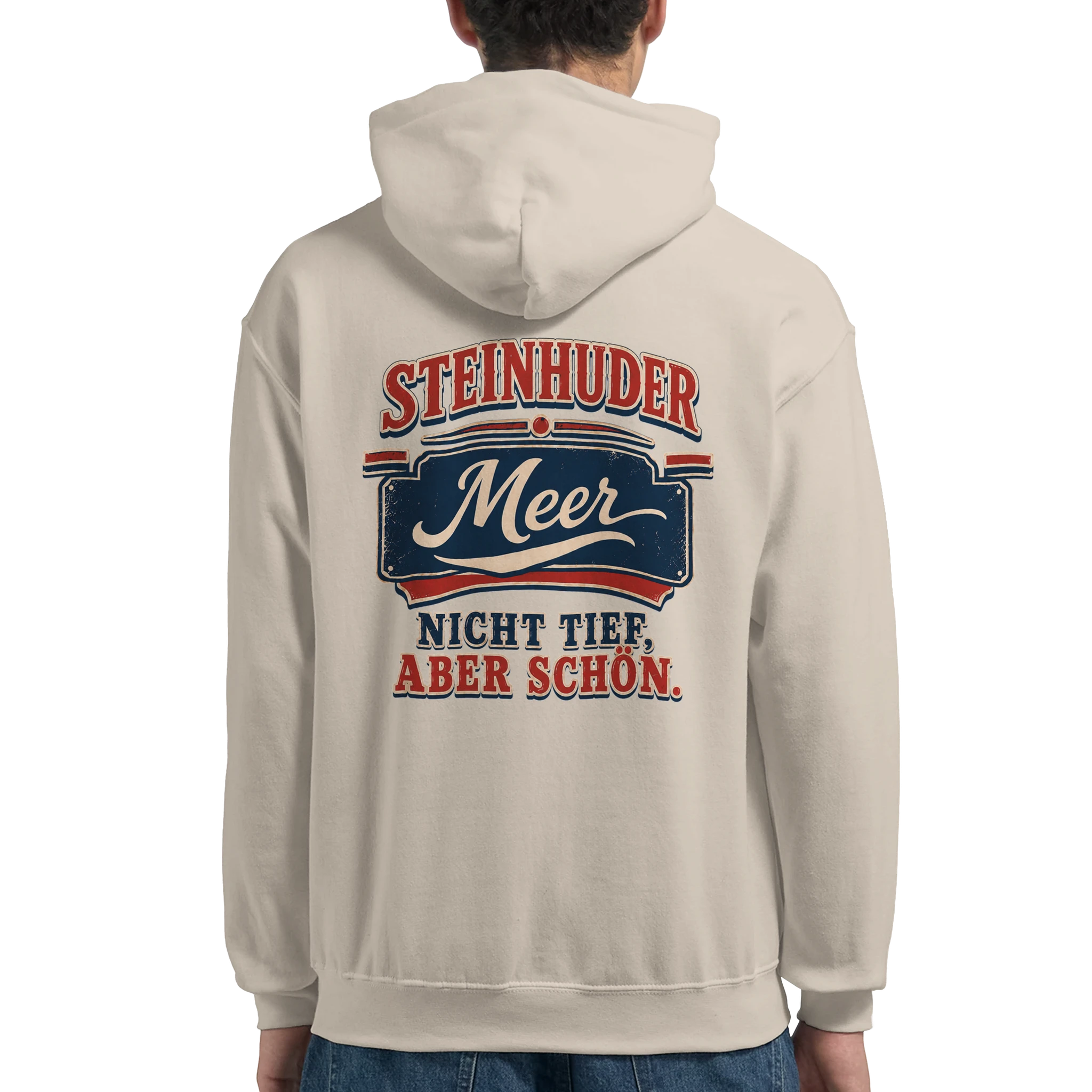 Hoodie in Aschgrau mit Motiv „Nicht tief, aber schön – HeimatLiebe“
