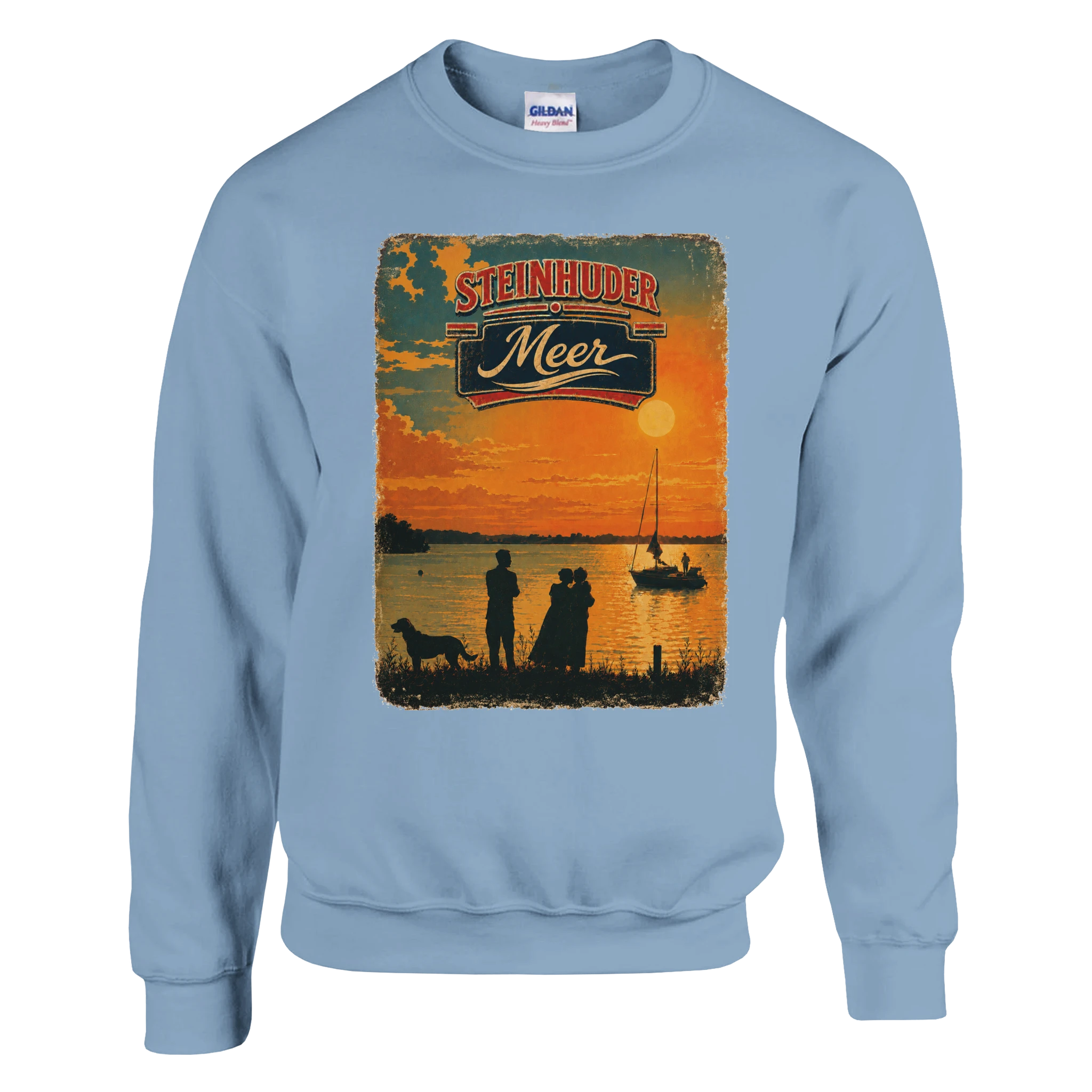 Pullover in Weiß mit Motiv „Familie beim Sunset“