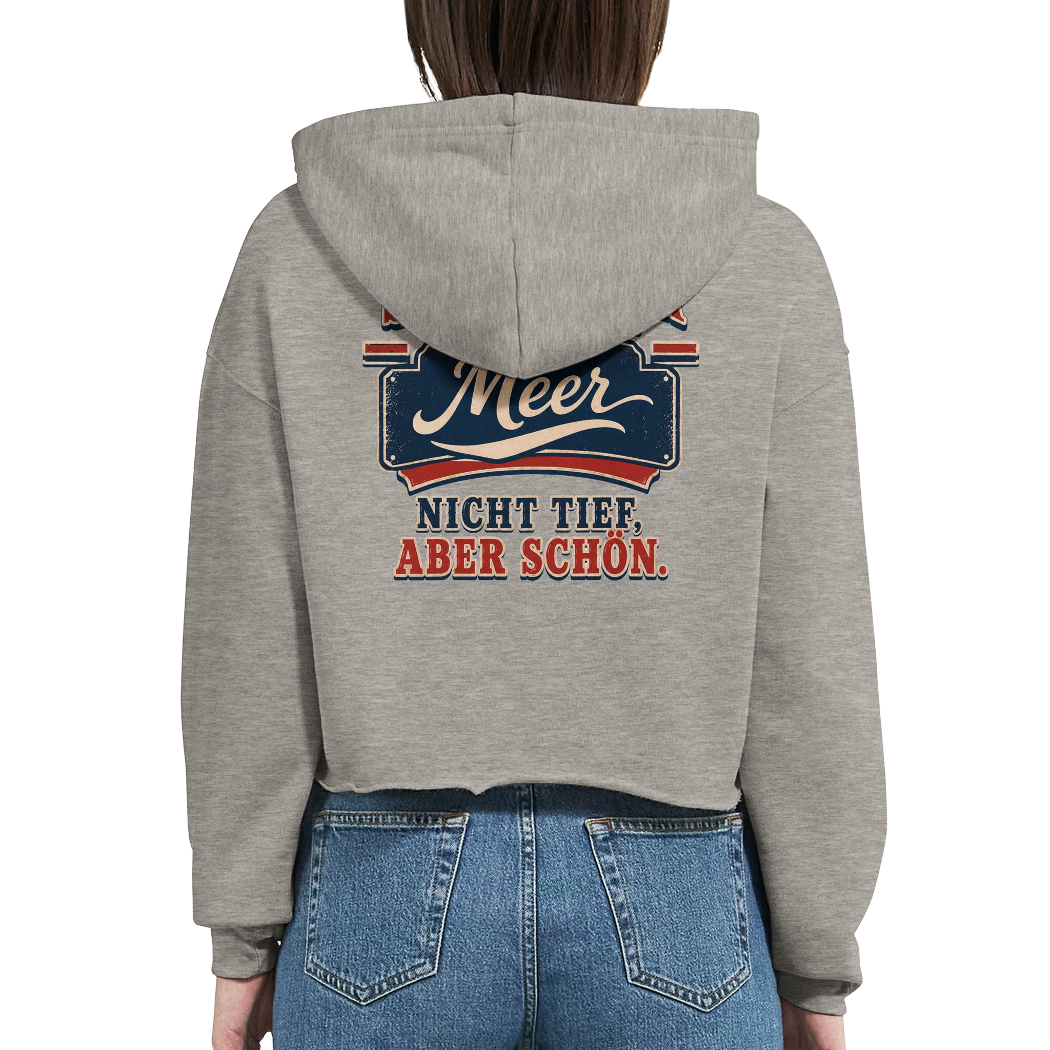 Damen-Hoodie in Weiß mit Motiv „Nicht tief, aber schön.“