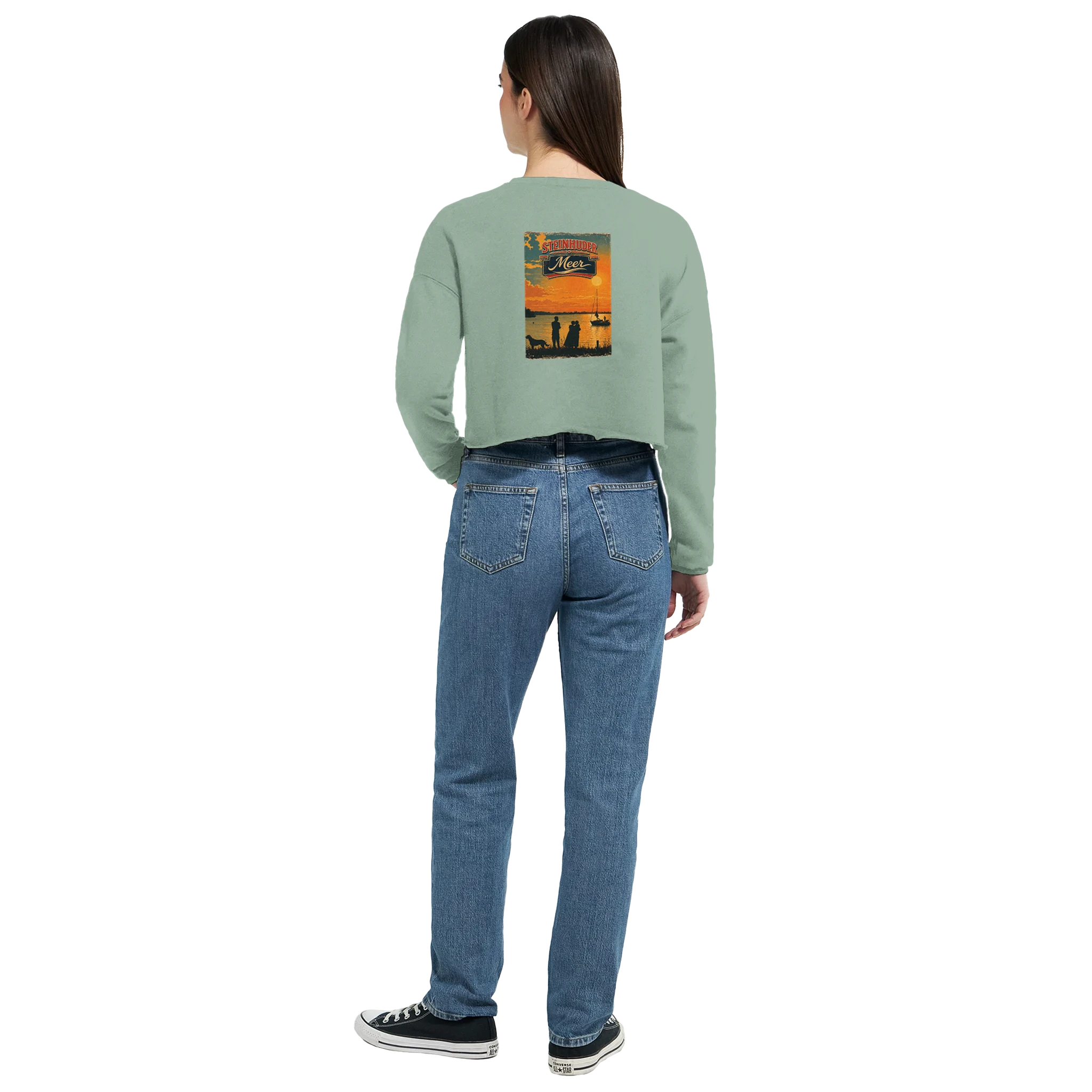 Damen-Pullover in Mauve mit Motiv „Familie beim Sunset“