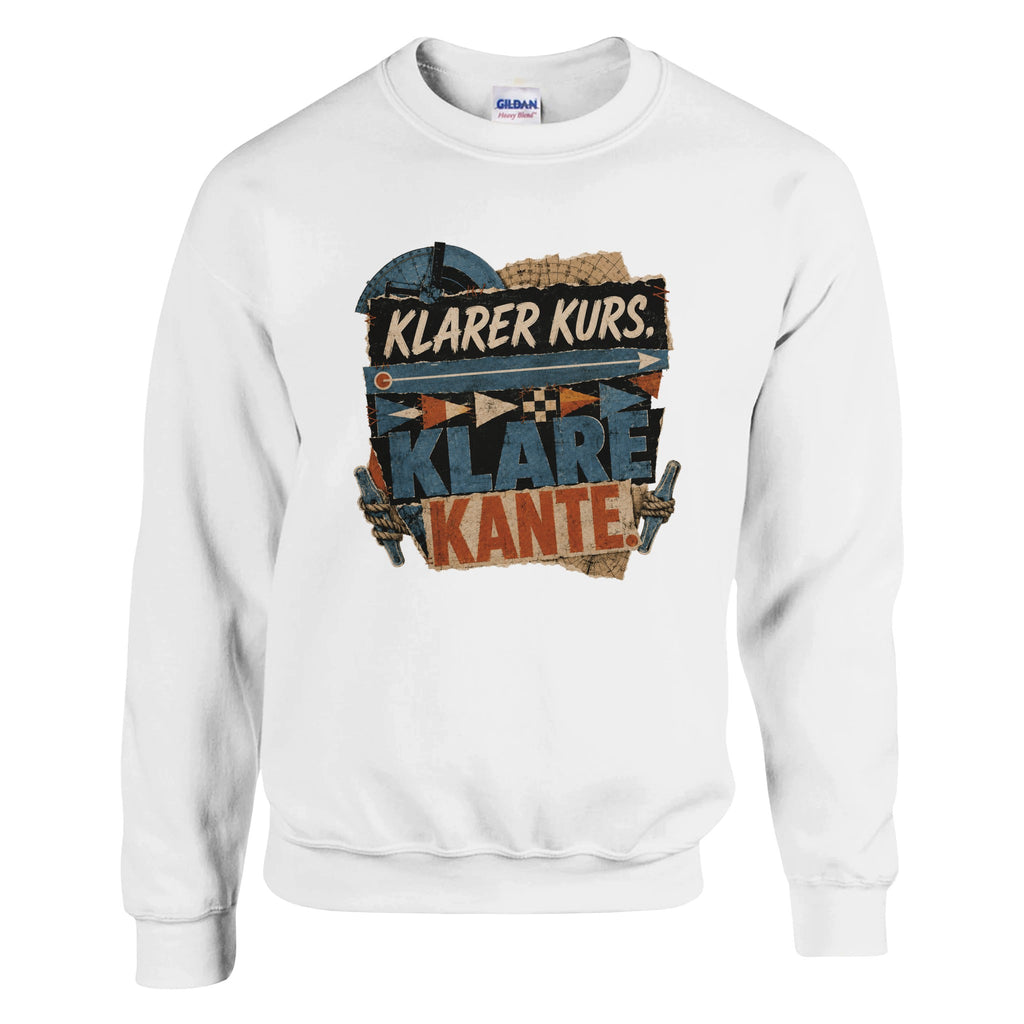Pullover in Weiß mit Motiv „Klarer Kurs. Klare Kante.“