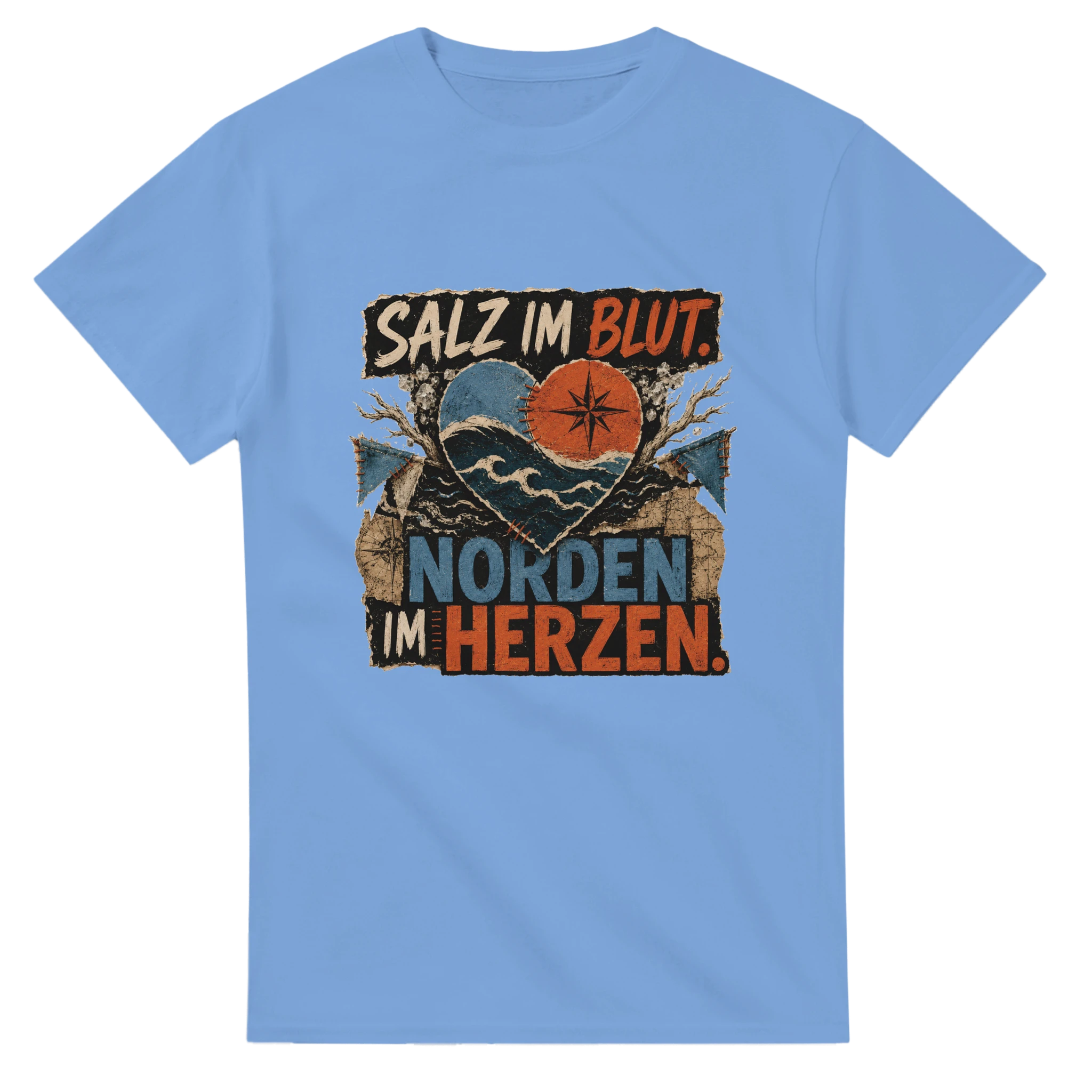 T-Shirt in Natur mit Motiv „Salz im Blut Norden im Herzen“
