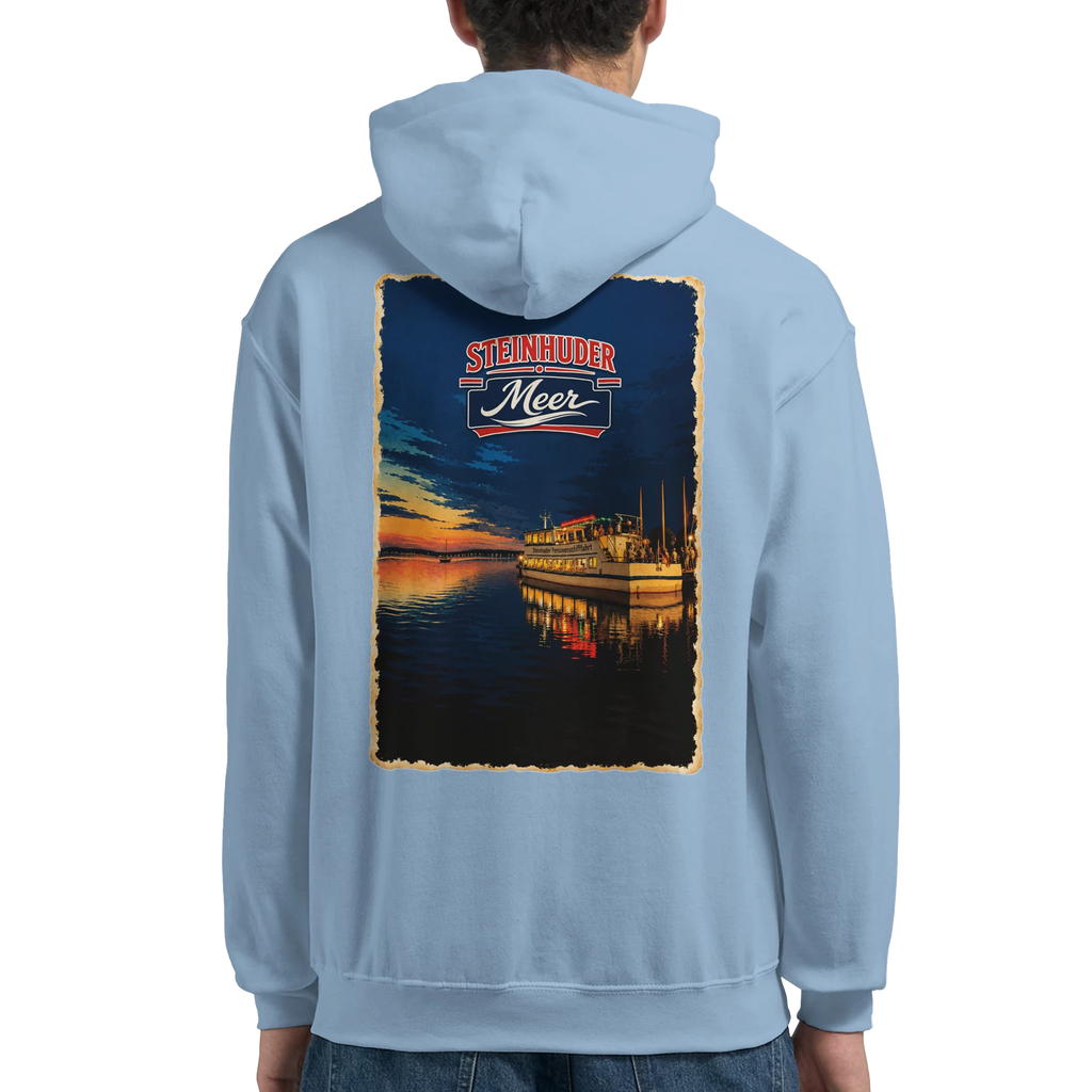 Hoodie in Weiß mit Motiv „MS Steinhude Abendstimmung“